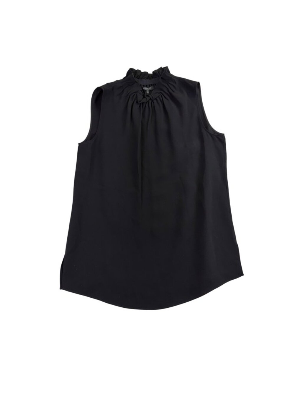 Lafayette 148 Womens Black Silk Sleeveless Ruffle Neck Blouse Size M - Picture 2 of 7
